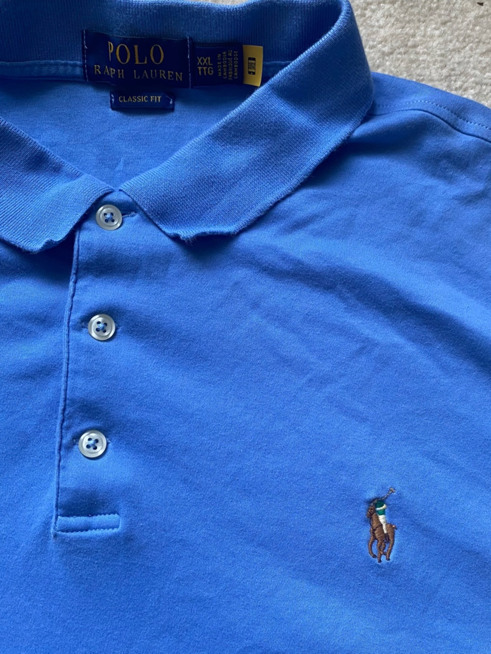 Polo Ralph Lauren Mens Polo Shirt Light Blue Classic Fit Flesh Pony Logo XXL